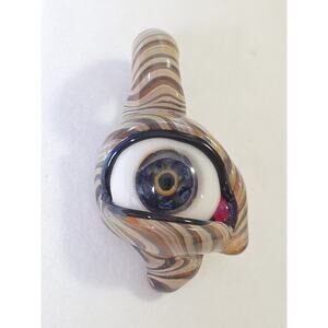 Unique Hand-Blown Glass Eyeball Shaped Pendant Artistic Asymmetrical Design